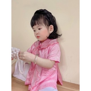 Bộ bà ba vải gấm lụa cho bé gái