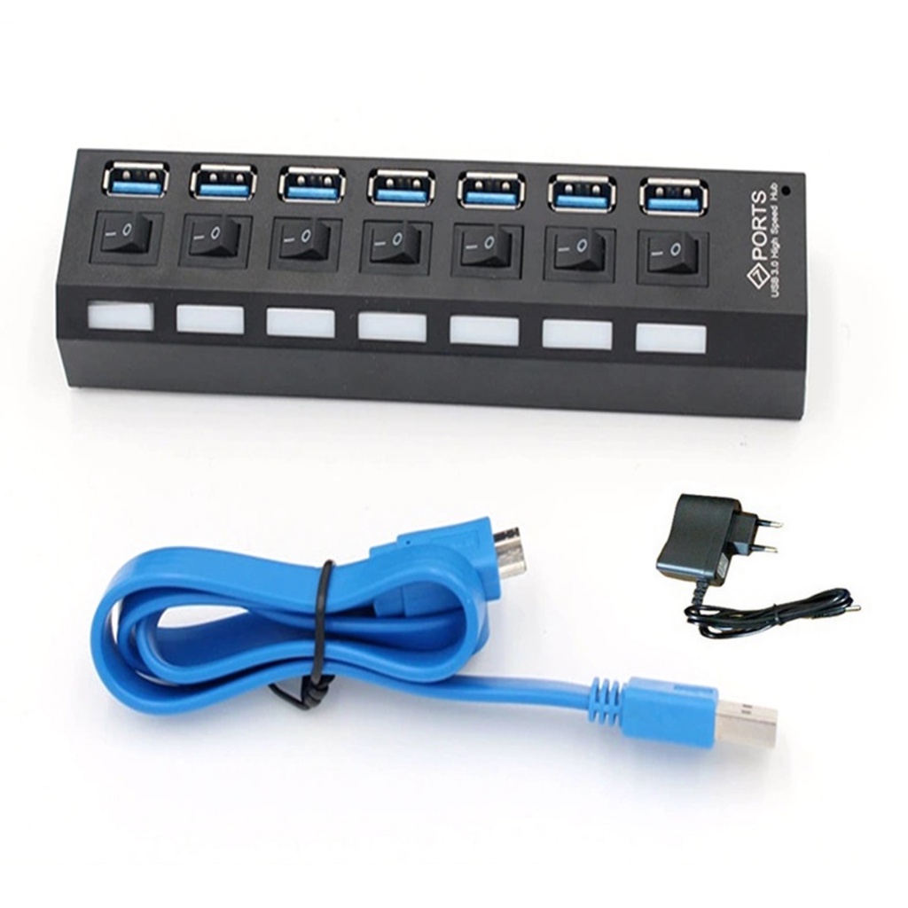Bộ Chia 7 Cổng USB 3.0 Họa Tiết Hoa Hướng Dương Kèm Công Tắc Tiện Dụng Cho Máy Tính