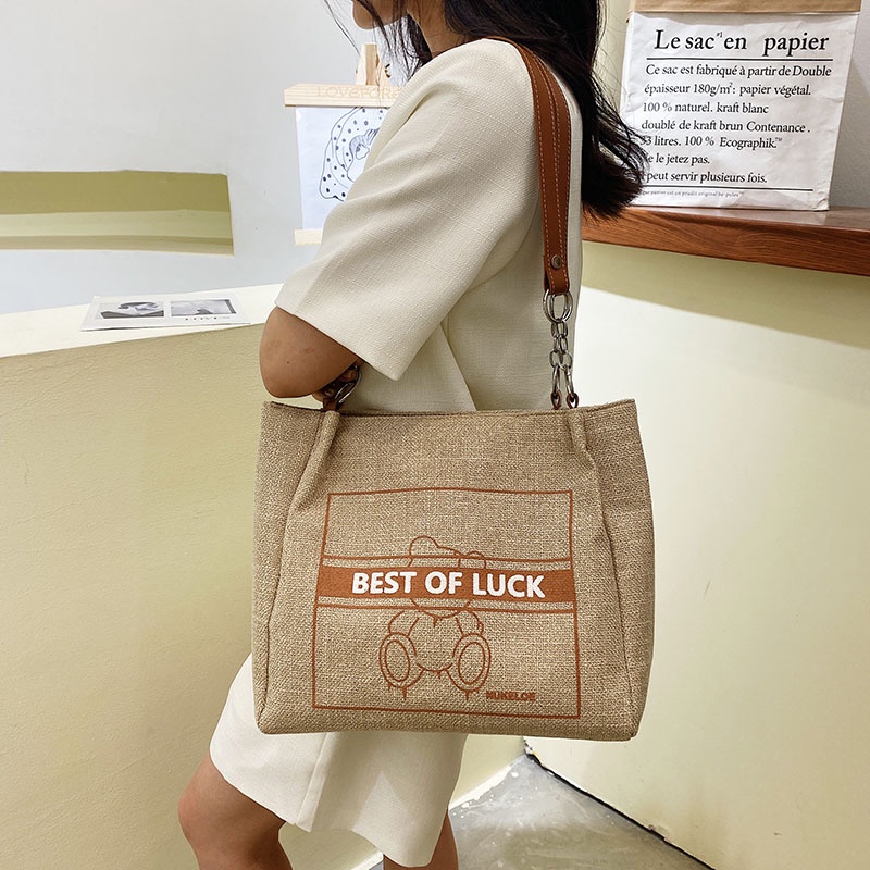 Mischa Túi Xách Đeo Vai Sức Chứa Lớn In Họa Tiết Đơn Giản Thời Trang Hàn Quốc