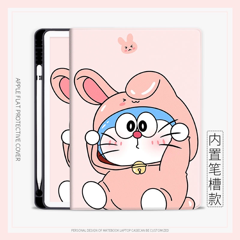 Bao Da Máy Tính Bảng Hình Thỏ Doraemon Cho iPad mini 4 / 5 / 6 air 1 / 2 / 3 4 5 10.2 gen 7 8 9 pro 11 gen 10 2022