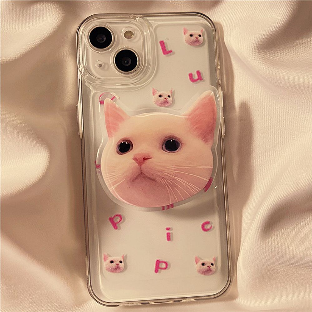 Ốp Điện Thoại TPU Mềm Chống Bụi Chống Sốc Có Giá Đỡ Hình Mèo Dễ Thương Cho IPhone 14 13 12 11 Pro Max