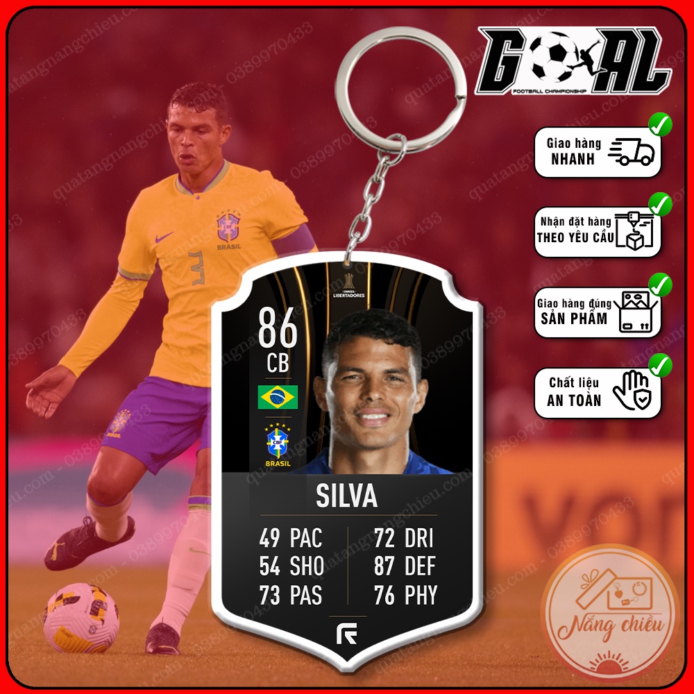 Cầu thủ yêu thích CLB Chelsea - Móc khóa in hình Thiago Silva- Thẻ icon bóng đá huyền thoại[9825-9836]