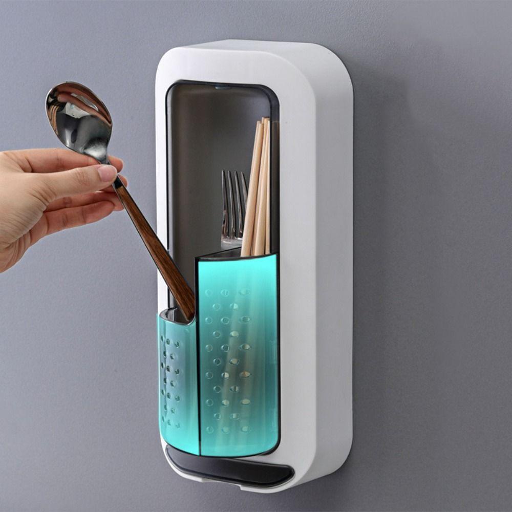 AARON1 Hộp Nhựa Gắn Tường Đựng Đũa Ráo Nước Thiết Kế Sáng Tạo Chuyên Dùng