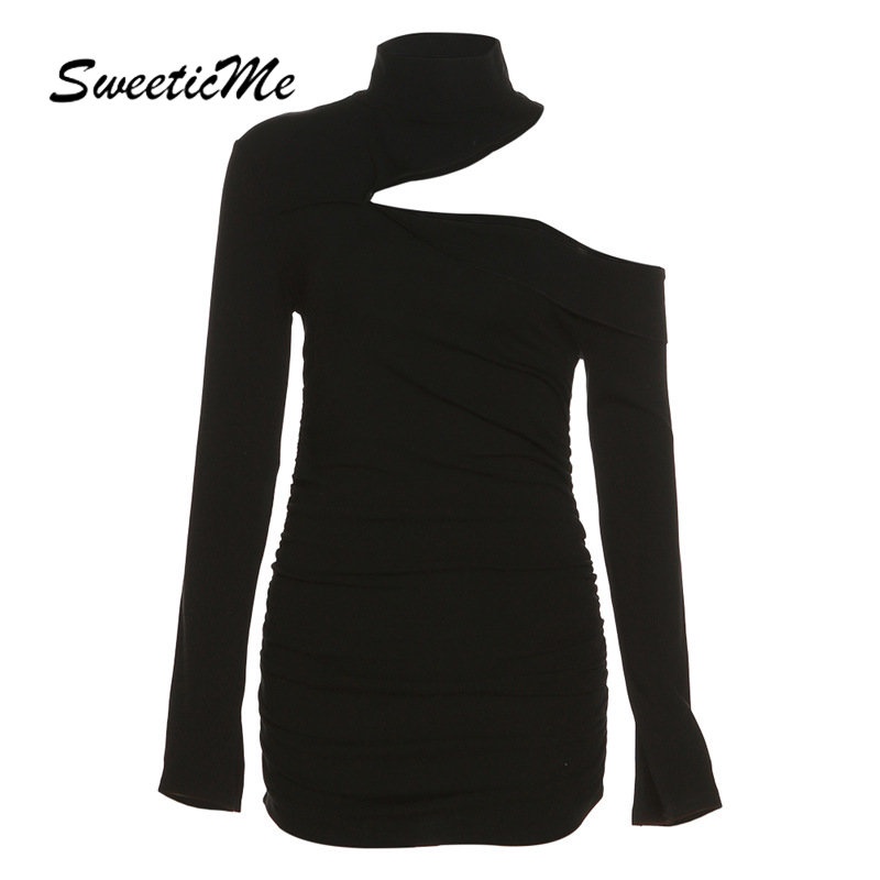 Đầm Tay Dài Cổ Tròn Màu Trơn Dáng Ôm Thời Trang 2023 Dành Cho Nữ