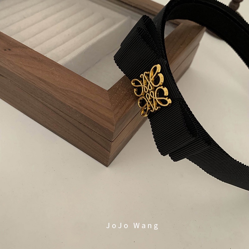 Băng Đô Cài Tóc Đính Nơ Màu Đen Thiết Kế Đơn Giản Cho Nữ