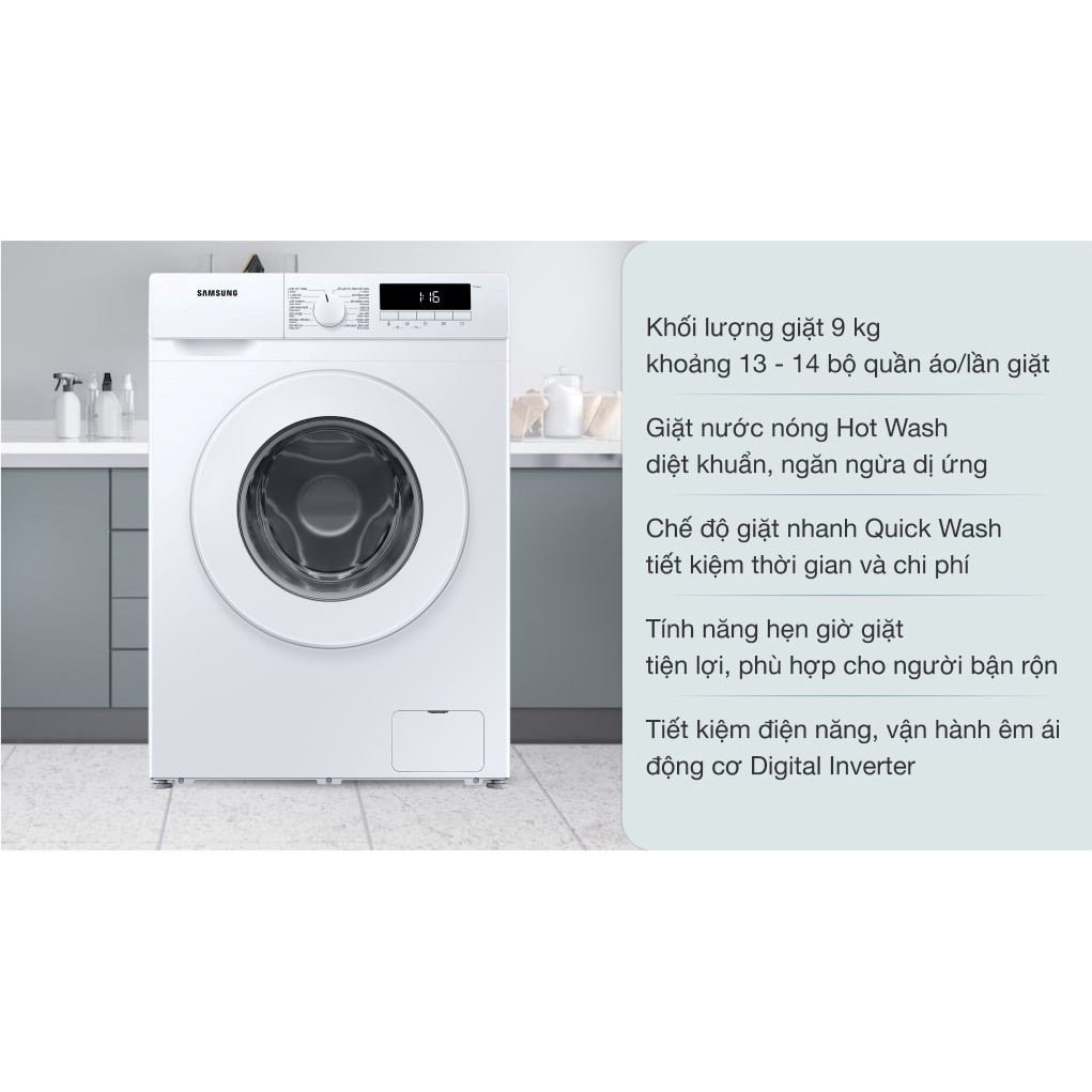 Máy giặt Samsung Inverter 9 kg WW90T3040WW/SV - Hàng chính hãng