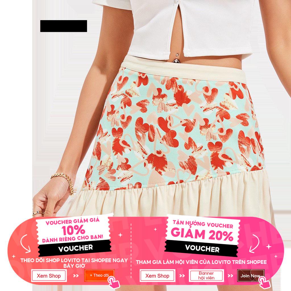 Chân Lovito hoạ tiết trái tim xếp nếp bất đối xứng phong cách cổ điển L16E025 (Màu cam)