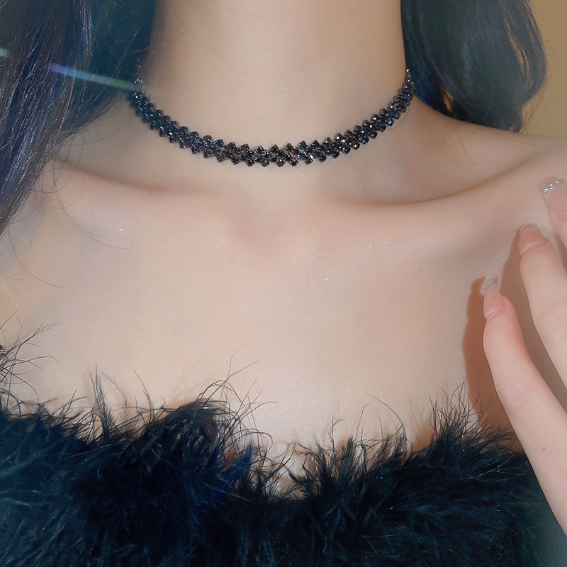 Vòng Cổ choker Đính Kim Cương Toàn Diện Phong Cách Âu Mỹ Độc Đáo Thời Trang Cho Nữ
