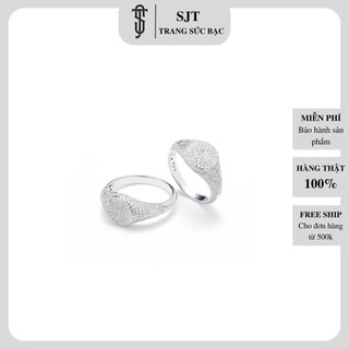 Nhẫn unisex bạc 925 sjt mặt tròn đính đá