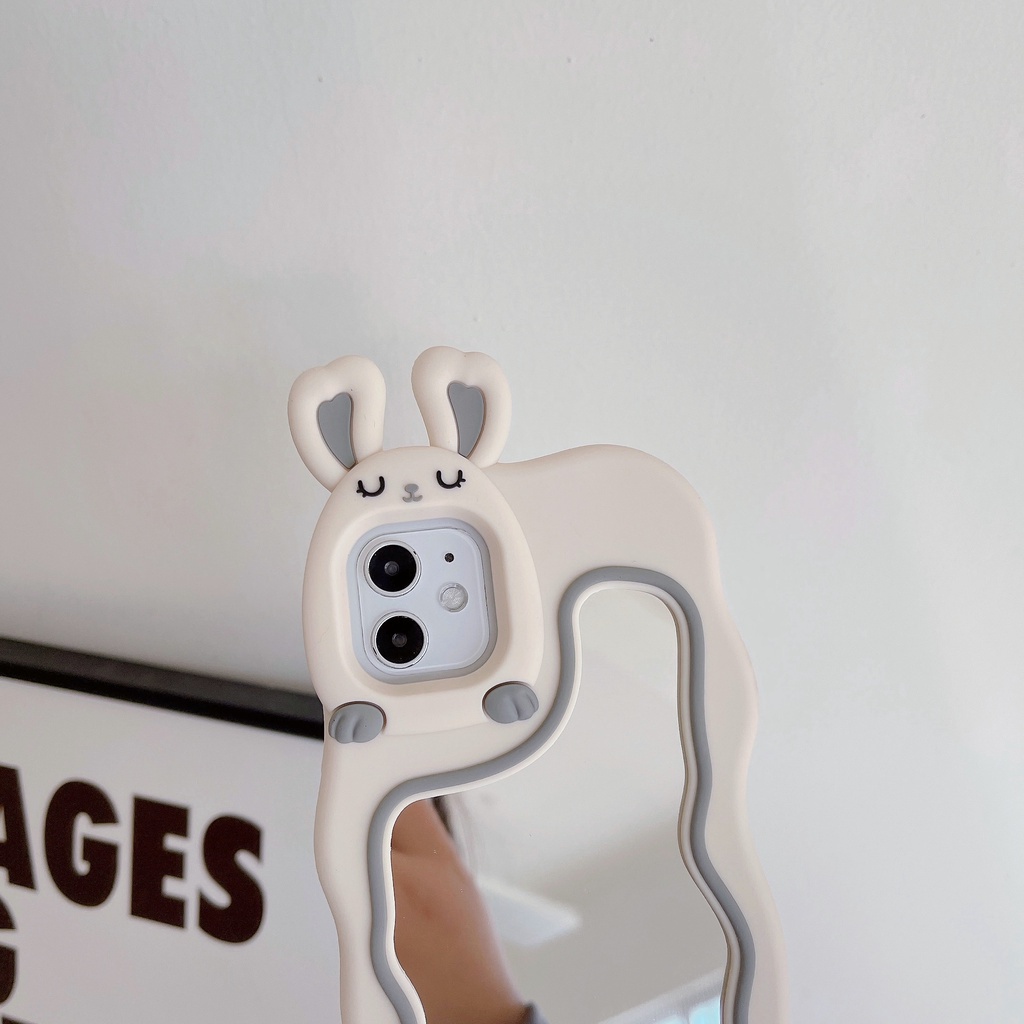 Ôp Điện Thoại Silicon Dẻo Tráng Gương Hình Thỏ Trắng Cho OPPO A32 a55 a54 a16 a56 a57 reno5 reno6 reno7 reno8 reno9 a96 a58 Ốp