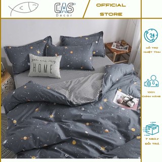 Bộ Chăn Ga Gối Cotton PL Hình Vũ Trụ, Chất Liệu Thoáng Mát Đủ Kích Thước CAS Decor