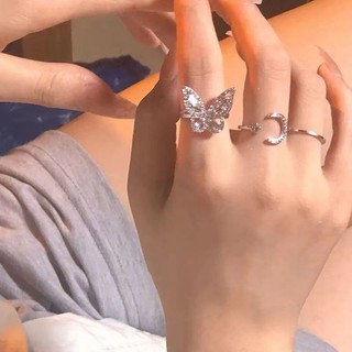 Nhẫn Mạ Bạc Hình Bướm Đính Đá Siêu Mềm