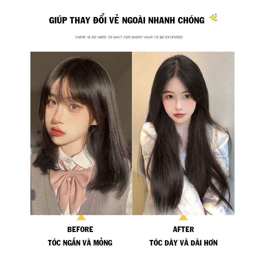 Tóc kẹp phím sét 3 kẹp, kẹp phồng chân tóc 2 bên dài 55cm