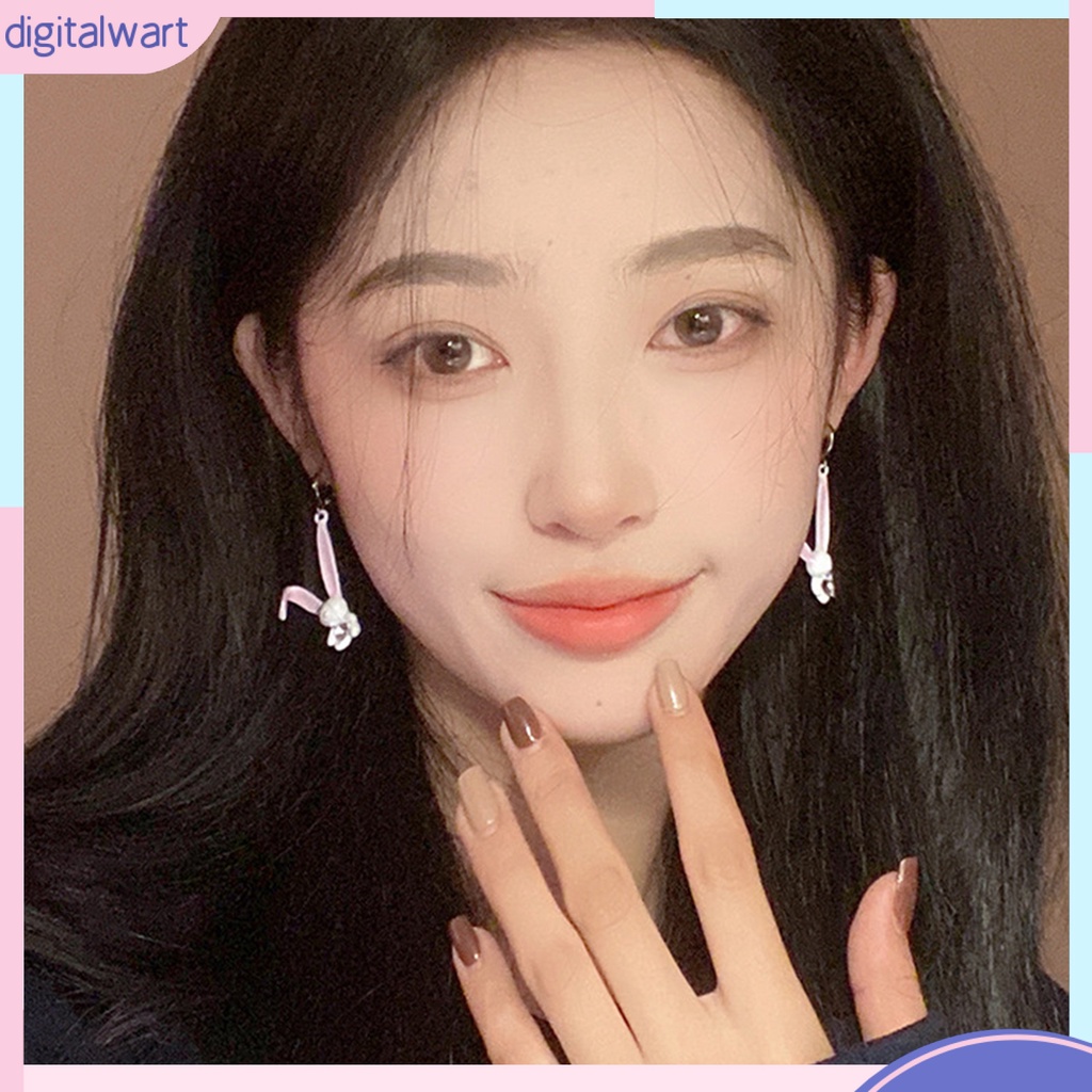 1 Đôi Bông Tai Hình Thỏ Hoạt Hình Đính Đá Ngọt Ngào Phong Cách Hàn Quốc