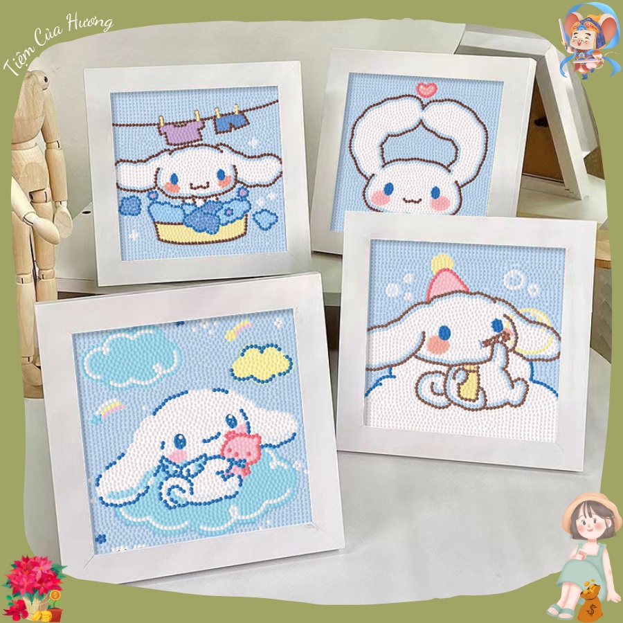 Tranh đính đá cho bé anime dễ thương 15x15cm tranh đá tự làm trang trí tường bàn học nhà cửa quà tặng cho nữ sinh bé nhỏ
