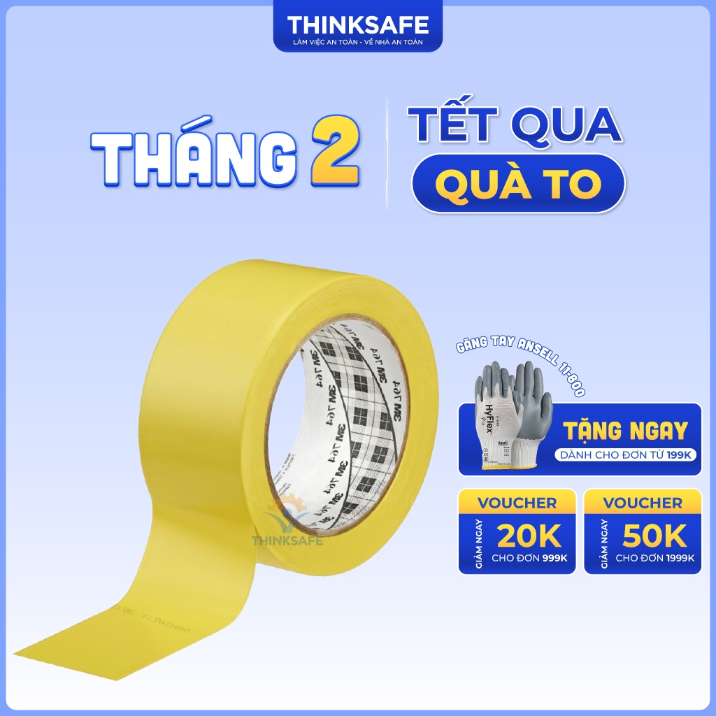 Băng keo dán nền 3M 764 50mm x 33m, dán nhà xưởng, tủ điện, tường, nền nhà (nhiều màu) - Thinksafe