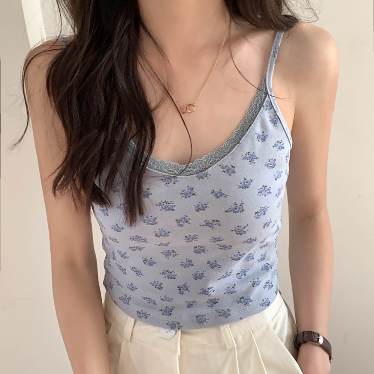 Áo hai dây SUXI họa tiết hoa thời trang xuân hè quyến rũ cho nữ