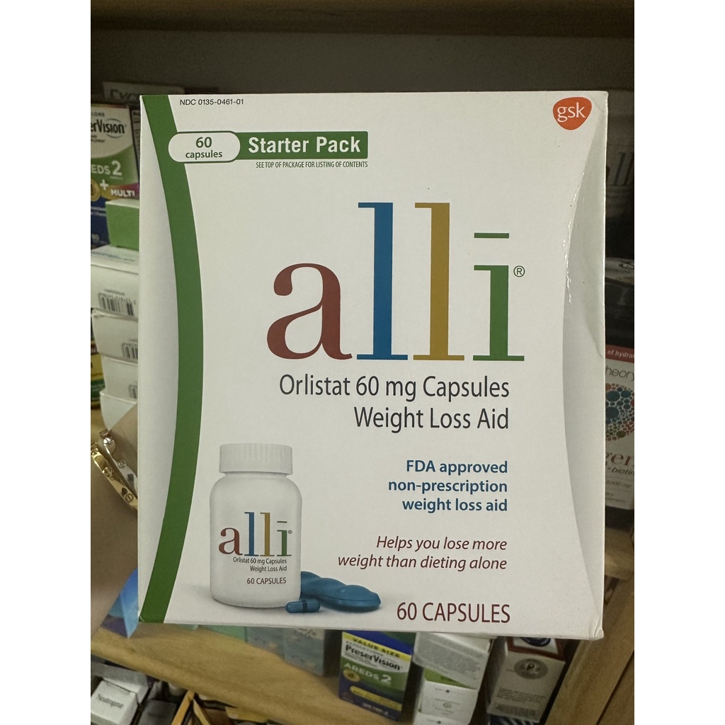 (EXP: 08/2024) SALE: VIÊN UỐNG GIẢM CÂN ALLI ORLISTAT 60 MG CAPSULES WEIGHT LOSS AID 60 VIÊN.