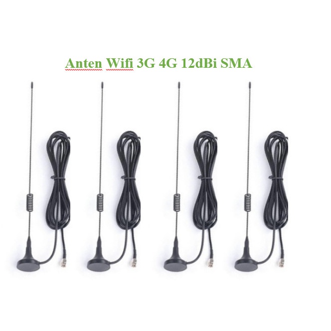 Anten thu sóng SMA 3G/4G chuẩn 15dBi thân 20cm cáp dài 2m bộ 4