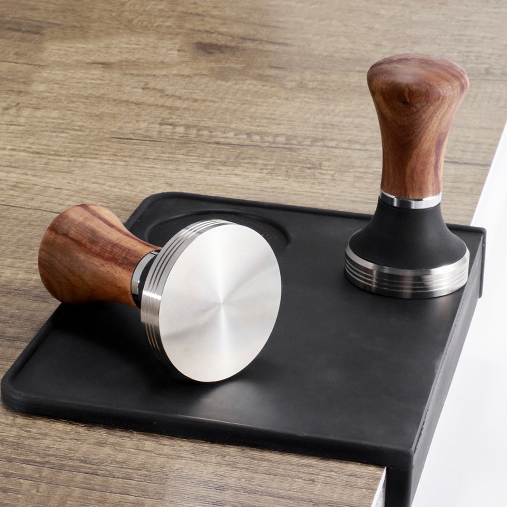 Shamjina 53/58mm Máy ép bột cà phê gỗ đào phổ điền báo chí phẳng bột thiết bị thép không gỉ 304 bột cà phê điền báo chí