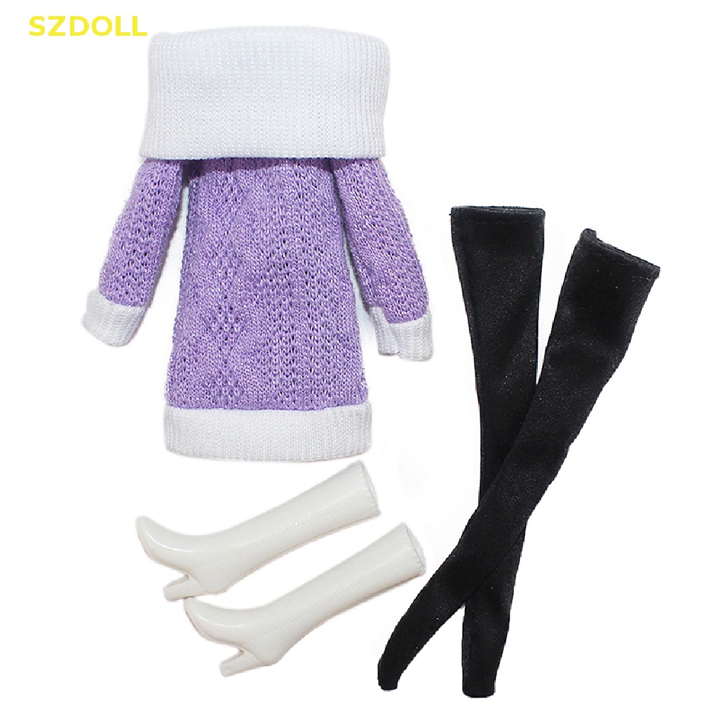 1 Bộ Đầm Thời Trang Mùa Đông Cho Búp Bê 1: 6 30cm