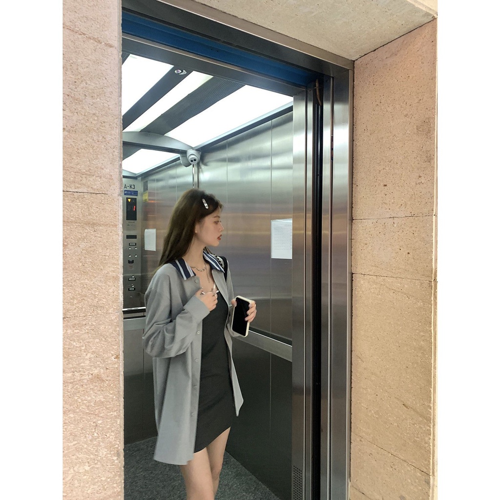 Áo Khoác Sơ Mi Mỏng Dáng Rộng Cổ Bẻ Cỡ Lớn Thời Trang Trẻ Trung Cho Nữ