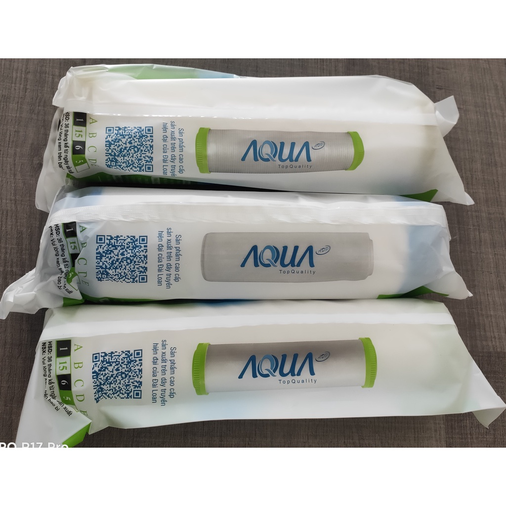 Lõi lọc nước AQua tem xanh, bộ lõi lọc ro, lõi 1,2,3 aqua cho các máy lọc nước ro