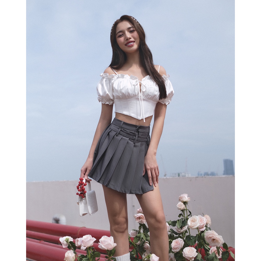 Chân váy xếp ly Shebyshj có quần màu xám - Pleated Skort