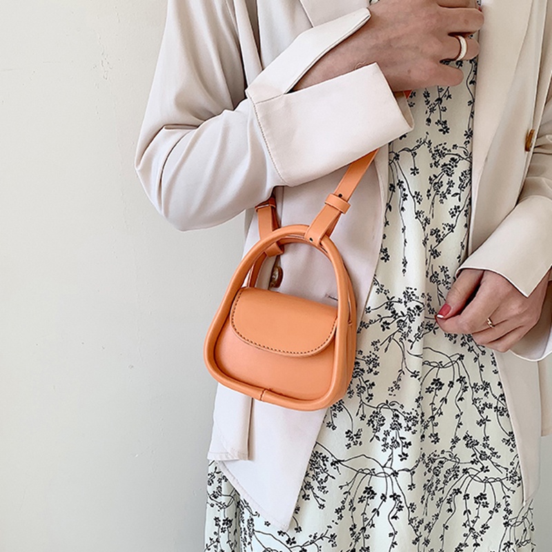 Túi Đeo Vai Màu Trơn Nhỏ Gọn Phong Cách Ngọt Ngào Thời Trang Cho Nữ