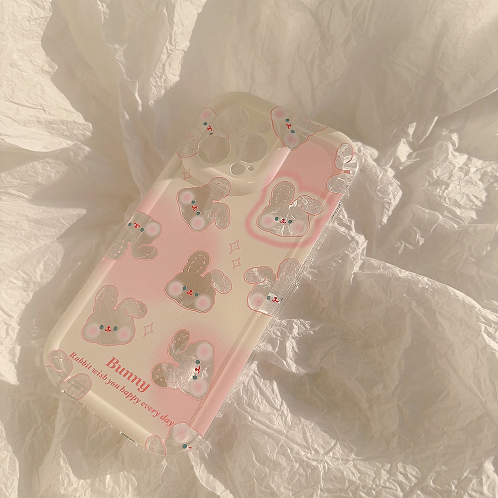 Ốp điện thoại dẻo màu laser họa tiết hoạt hình thỏ hồng dễ thương thích hợp cho Iphone 11 12 13 14 PLUS PRO MAX