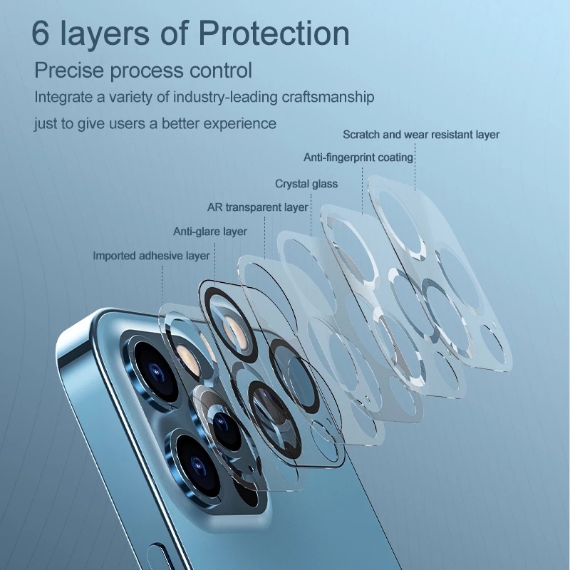 Kính cường lực bảo vệ camera sau điện thoại trong suốt 3D cho IPhone 15 14 13 12 11 Pro Max 12 Mini