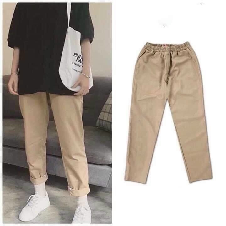 [RẺ VÔ ĐỊCH] Quần jogger kaki túi hộp dây rút unisex nam nữ ulzzang 2 màu Đen Kem