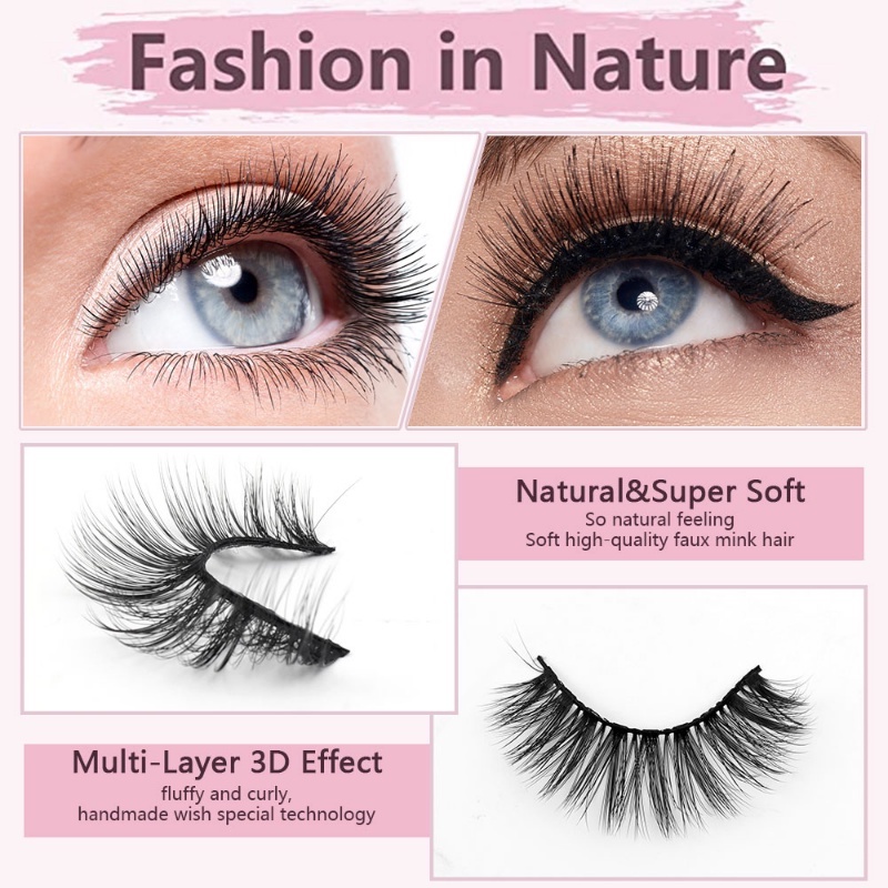Bộ 5 Cặp Lông Mi Giả Nối Dài / Dày Bằng Lông Chồn Nhân Tạo Mềm Mại Hiệu Ứng Tự Nhiên Chuyên