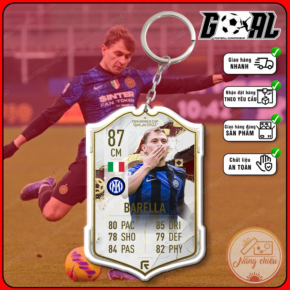 Móc khóa cầu thủ bóng đá chuyên nghiệp - In hình Nicolo Barella - Thẻ Icon bóng đá gaming[9937-9948]