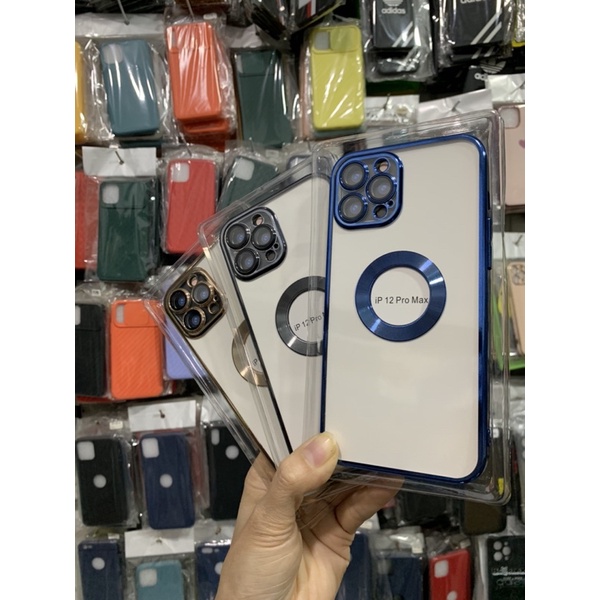 Ốp silicon trong viền vuông hở táo mạ mầu 6D cao cấp bảo vệ camera iphone 12 pro max 12pro 12promax