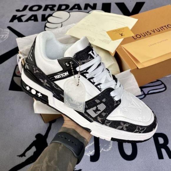 Giày LV Louis Vuitton Trainer Black White, Giày Sneaker LV Nam Nữ 2 Phiên Bản Phiên Bản Màu Sắc