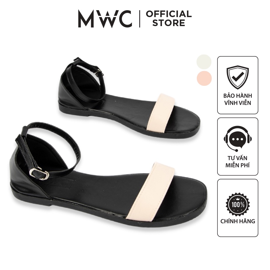 Giày MWC 2894 - Giày Sandal Quai Ngang Mảnh Đế Bệt Siêu Xinh