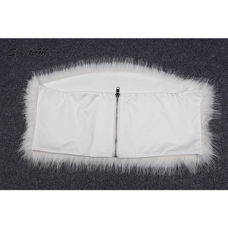 Sweeticme Áo Ống Lông Xù Màu Trơn Có Khóa Kéo Hở Vai Dáng Ôm Dễ Phối Đồ Thời Trang Cho Nữ | BigBuy360 - bigbuy360.vn