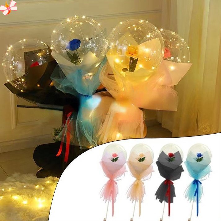 Bong Bóng Trong Suốt 999party DIY Có Đèn LED Hình Hoa Hồng Trang Trí Tiệc Sinh Nhật Đám Cưới