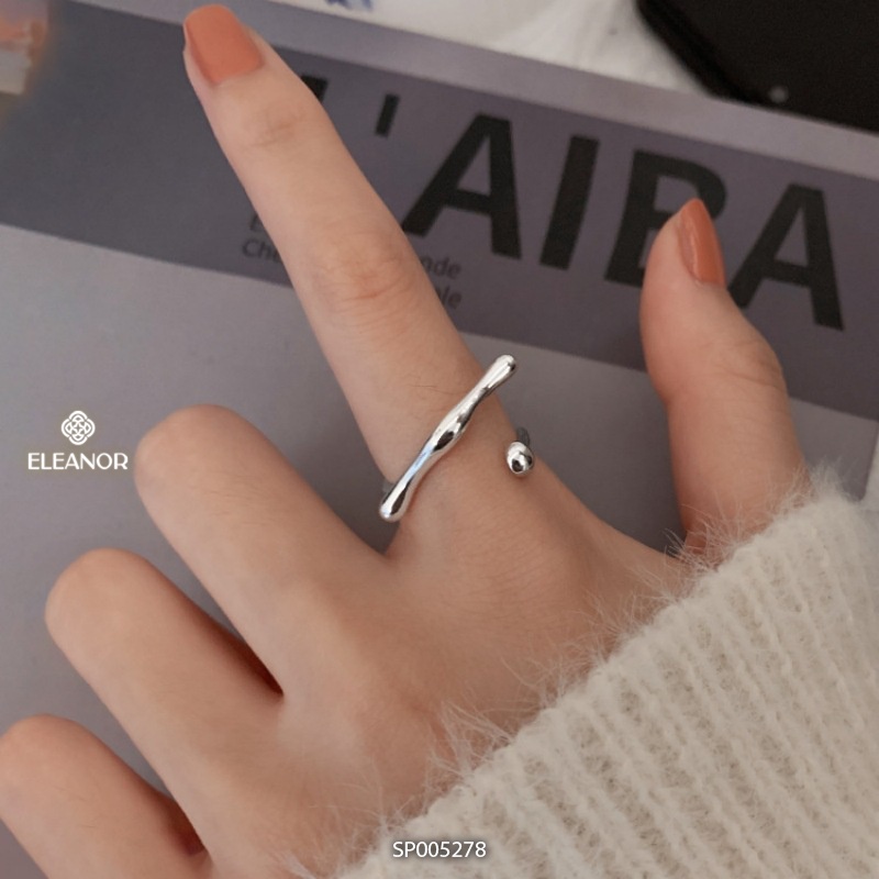 Nhẫn nữ hở bạc 925 Eleanor Accessories viền cong phụ kiện trang sức phong cách basic 5278