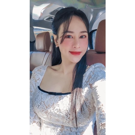 Áo ren tiểu thư cổ vuông