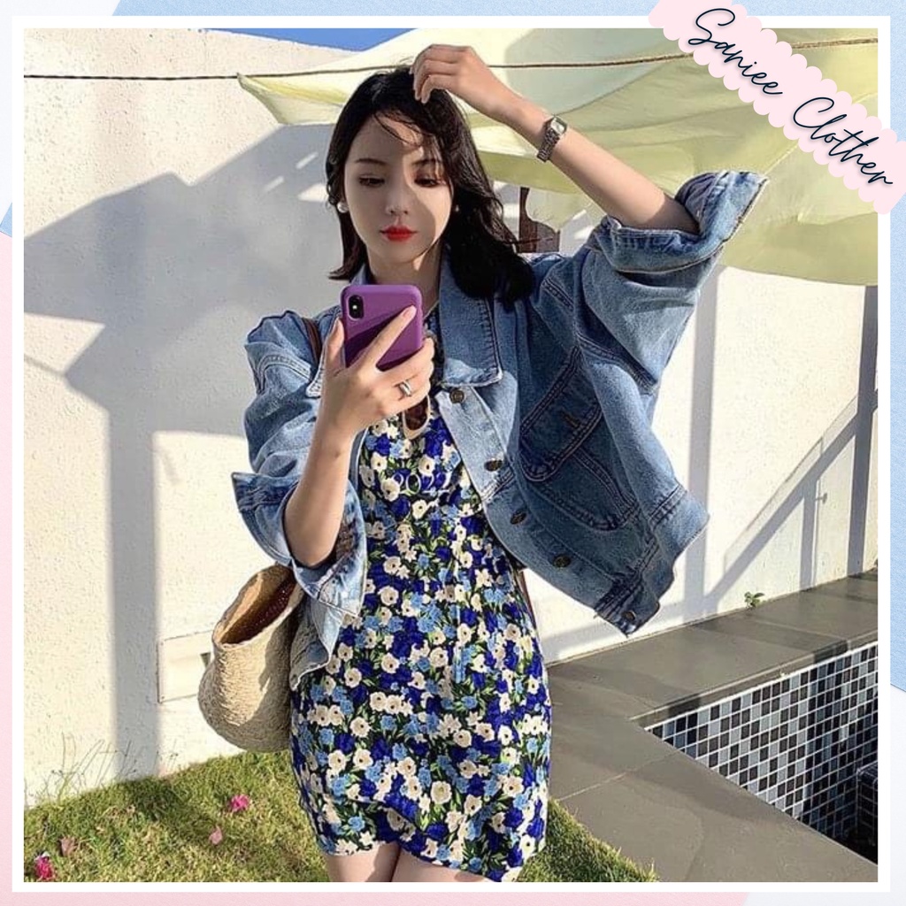 Áo khoác jean denim lửng, áo khoác jean nữ vải bò dày màu wax hàng freesize cao cấp SanieeClothes | BigBuy360 - bigbuy360.vn