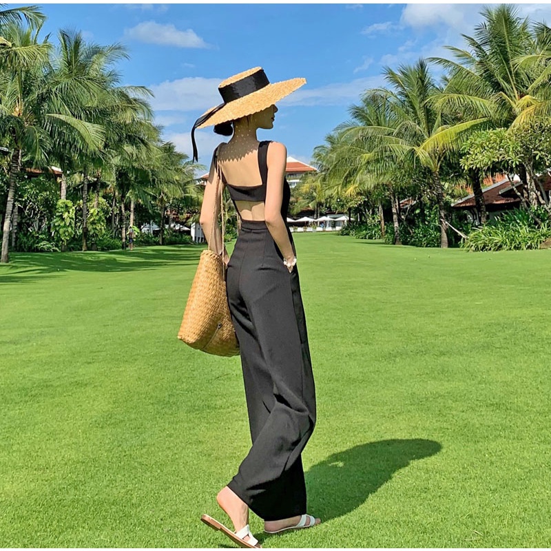 Jumpsuit dáng dài màu đen hở lưng cực xinh - MS233 (Có ảnh thật)