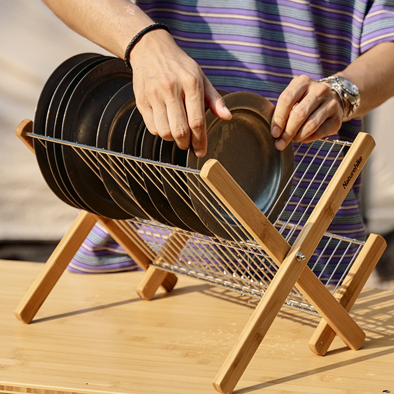 Naturehike 1 Giá Để Chén Dĩa Bằng Thép Không Gỉ Có Thể Gấp Gọn Tiện Dụng