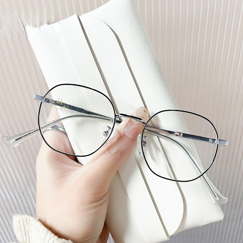JIUERBA Mắt Kính Gọng Tròn Bằng Kim Loại Chống Bức Xạ Phong Cách Vintage Thời Trang Cho Nam Và Nữ
