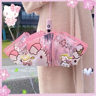 Dù Gấp Tự Động Trong Suốt Hình hello kitty Dễ Thương