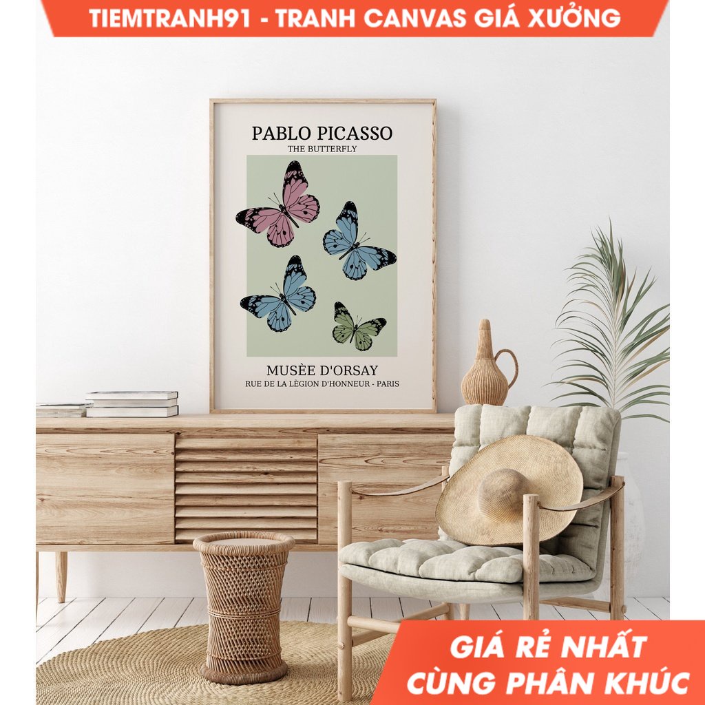 Tranh treo tường Picasso Butterfly, Exhibition Poster, Picasso Poster, Picasso Animal Art, Picasso D
