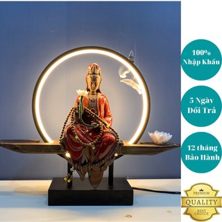 Decor Đẹp - Bộ Tượng Phật Quan Âm Bồ Tát có đèn Led tỏa ánh hào quang, Hàng [Cao Cấp], vật phẩm mang lại bình an may mắn