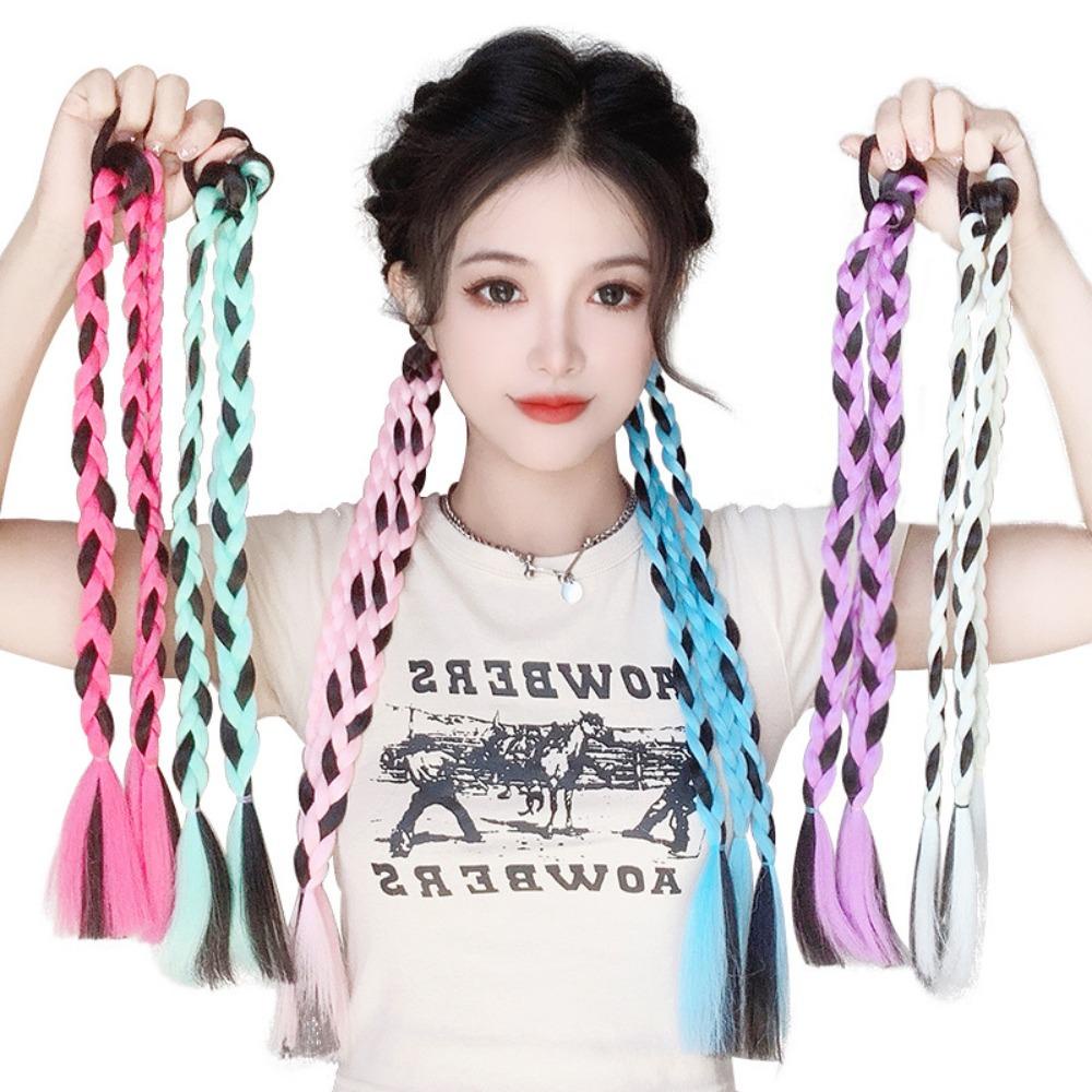 LOMBARD Bím Tóc Giả Màu Hồng Dạ Quang Thời Trang Cho Nữ