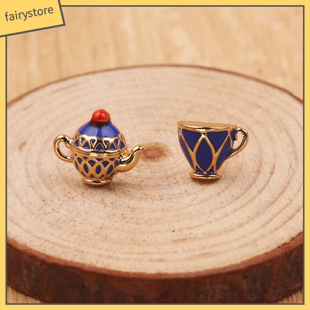 Khuyên Tai Hình Ấm Trà Tráng Men Không Đối Xứng Vintage Fairy1 [Fairy1]